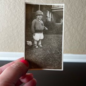 Antique 1910’s Photo of Boy Smiling, Eldredge Smith, Black and White Photography